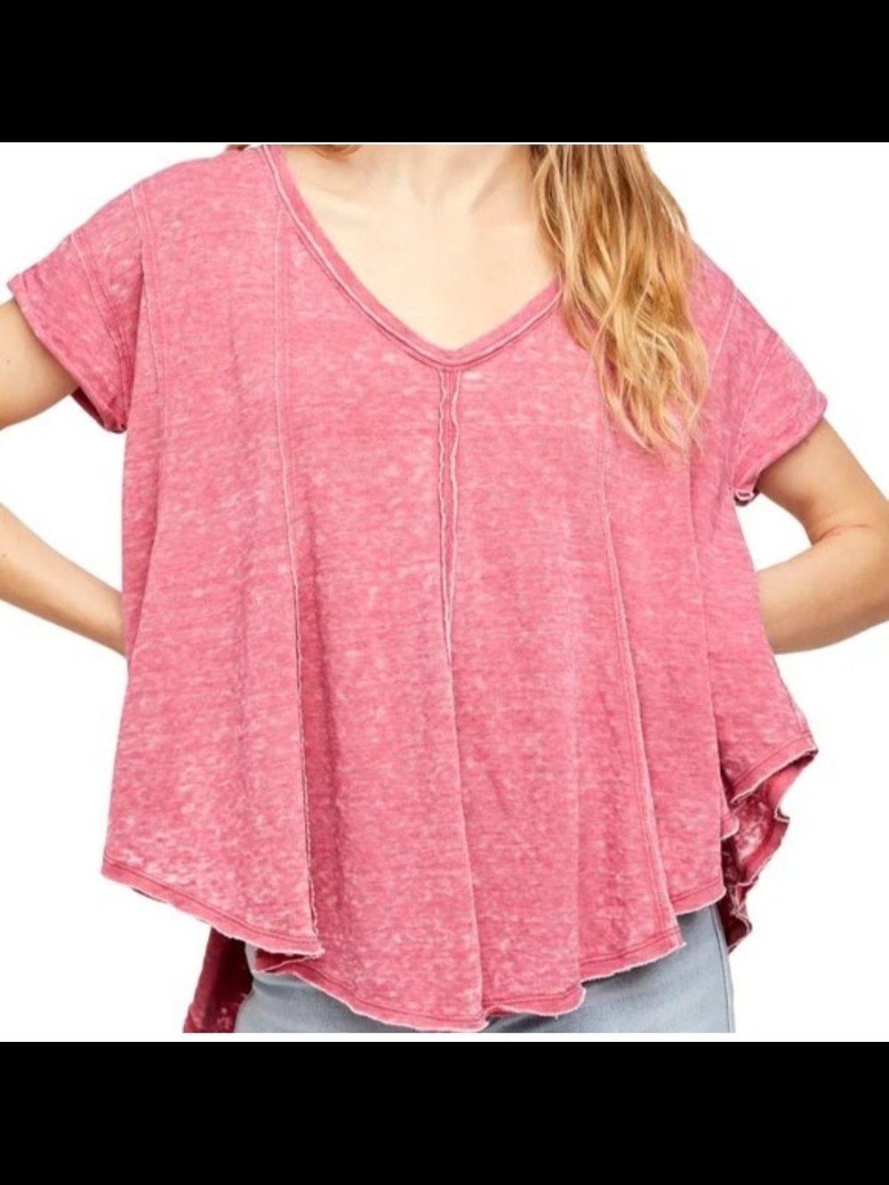 We The Free Washed Rose V-Neck Swing Tunic